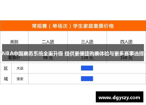 NBA中国票务系统全面升级 提供更便捷购票体验与更多赛事选择