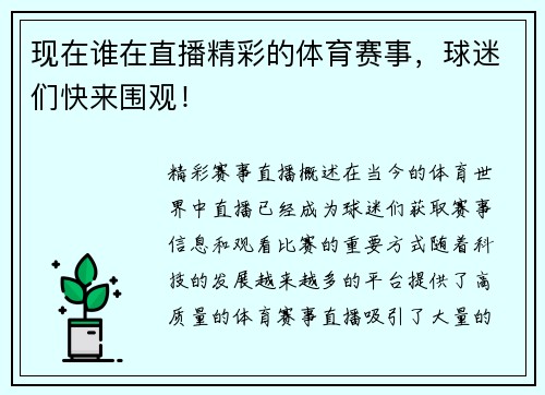 现在谁在直播精彩的体育赛事，球迷们快来围观！
